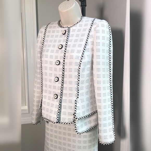 Lourdes Chavez Couture White & Black 3 Piece Designer Suit ~ Women’s 6  $1995 - Picture 2 of 13
